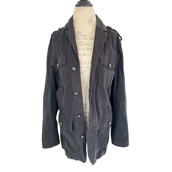 NWT $148 Express utility military style jacket, cotton, metal buttons, size L - Picture 2 of 13